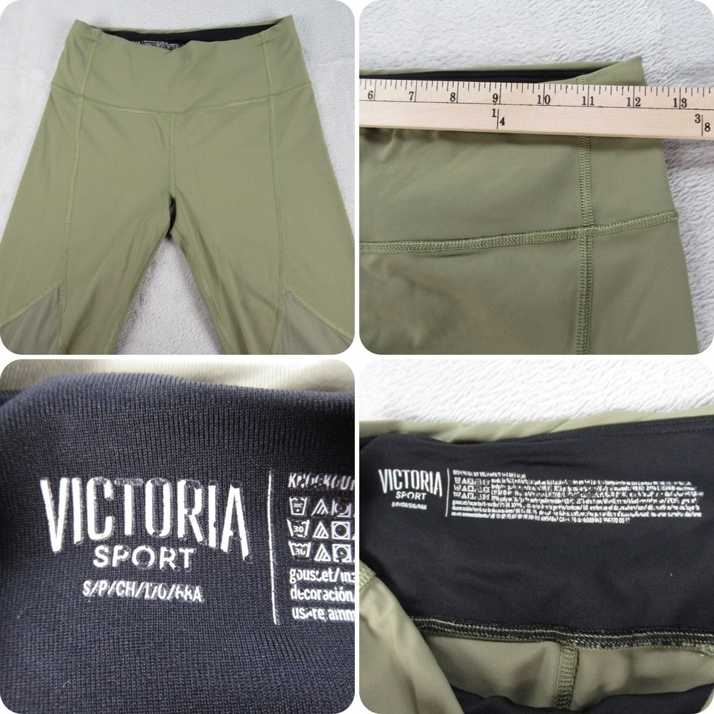 Victoria Sport Leggings Womens Small Green Stretch Wide Knockout Pull On Yoga